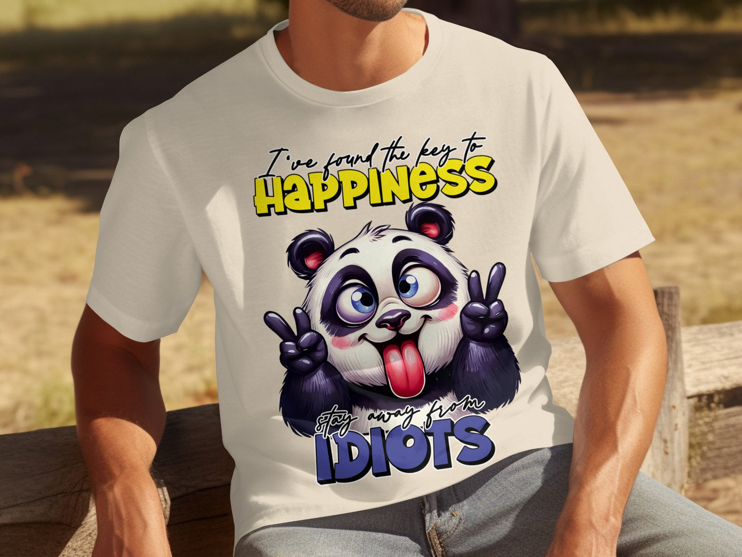 Funny Panda Stay Away from Idiots Happiness T-shirt