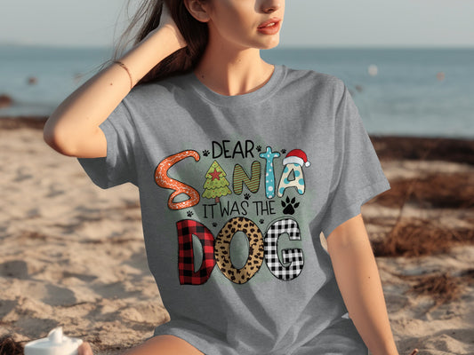 Dear Santa It Was The Dog Funny Christmas T-Shirt