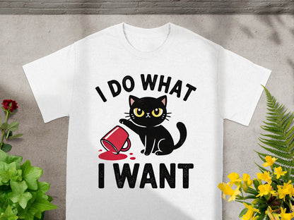 I Do What I Want Cute Black Cat Graphic T-Shirt