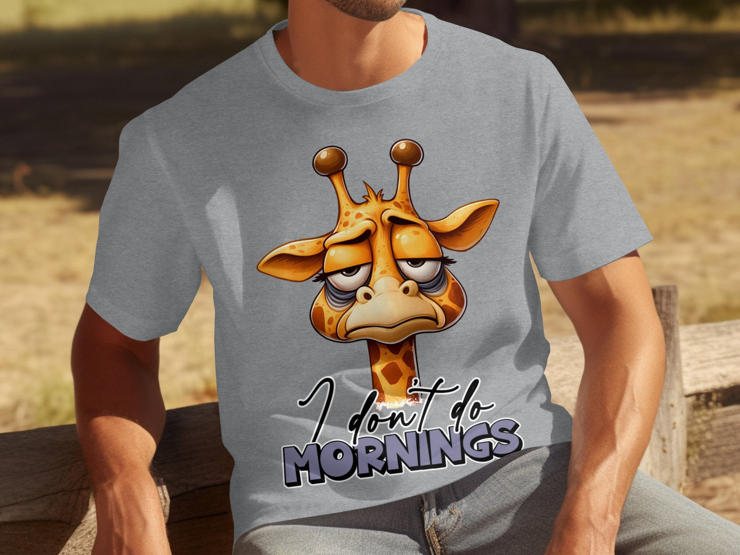 Funny Giraffe I Don't Do Mornings Graphic Tee