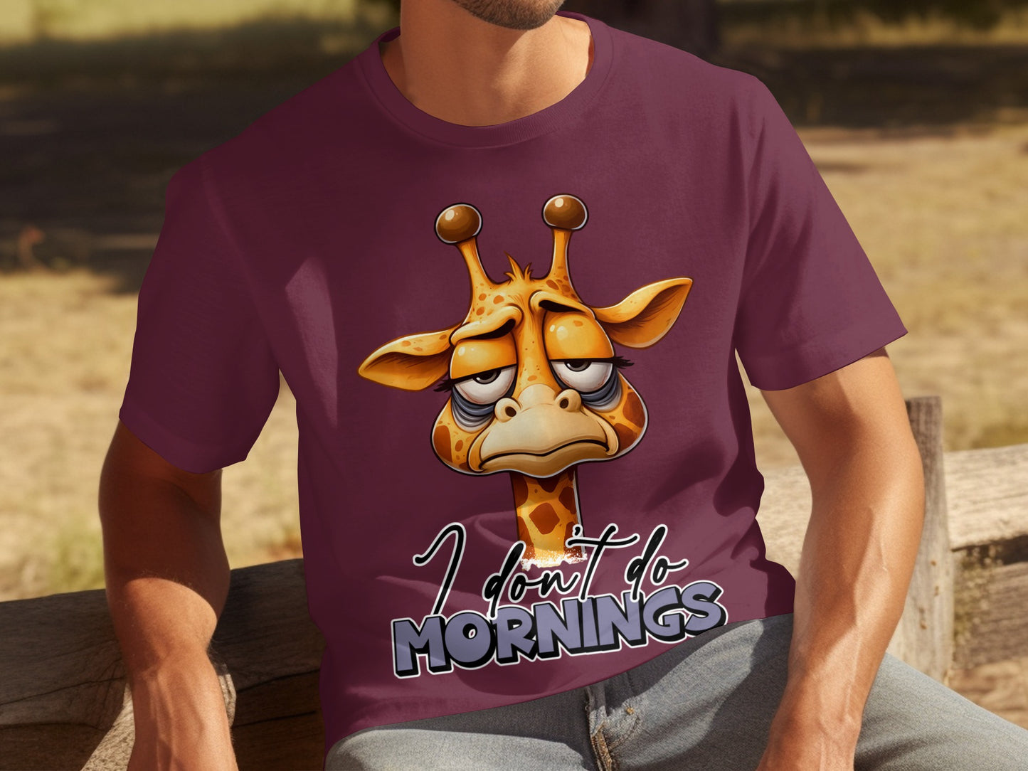 Funny Giraffe 'I Don't Do Mornings' Graphic T-shirt