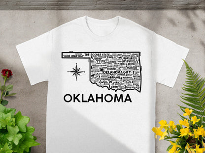 Oklahoma Map Word Art Design T-Shirt