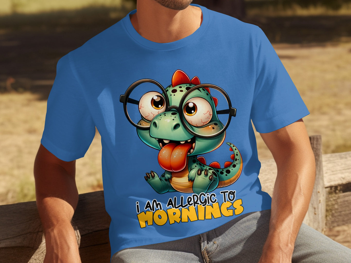 I Am Allergic to Mornings Funny Dinosaur T-shirt