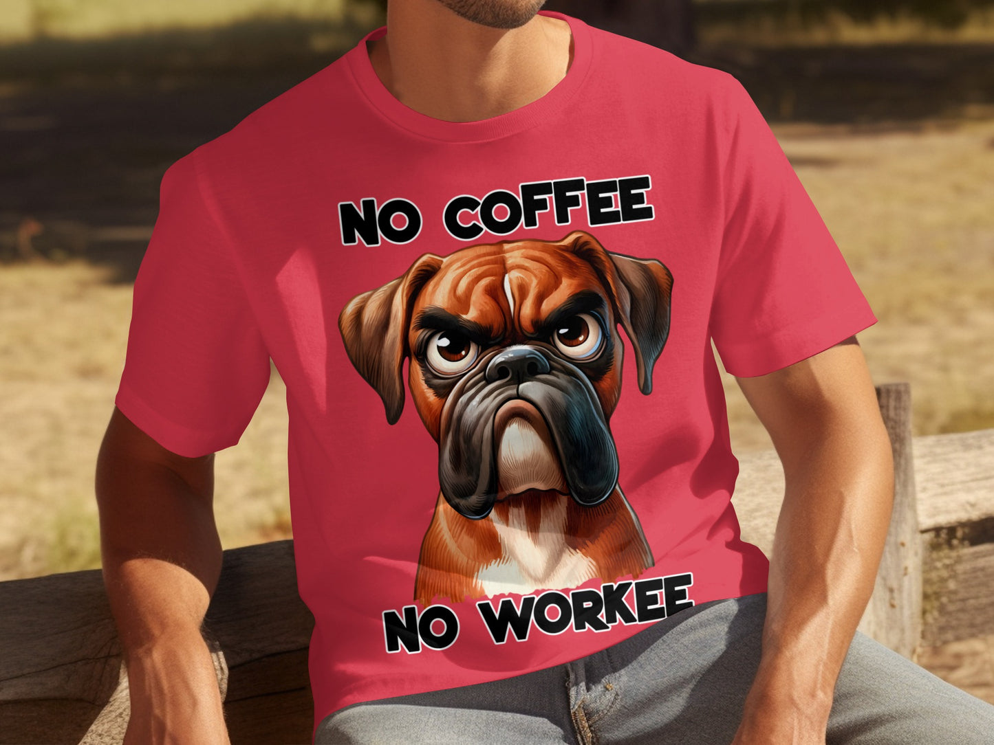 No Coffee No Workee Grumpy Boxer Dog T-shirt