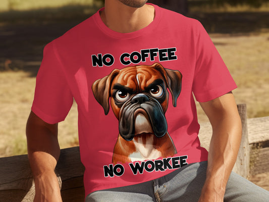 No Coffee No Workee Grumpy Boxer Dog T-shirt