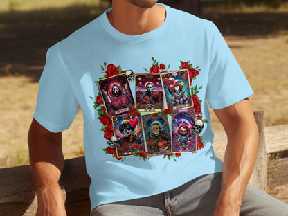 Killer Tarot Cards and Skulls Themed Graphic T-Shirt