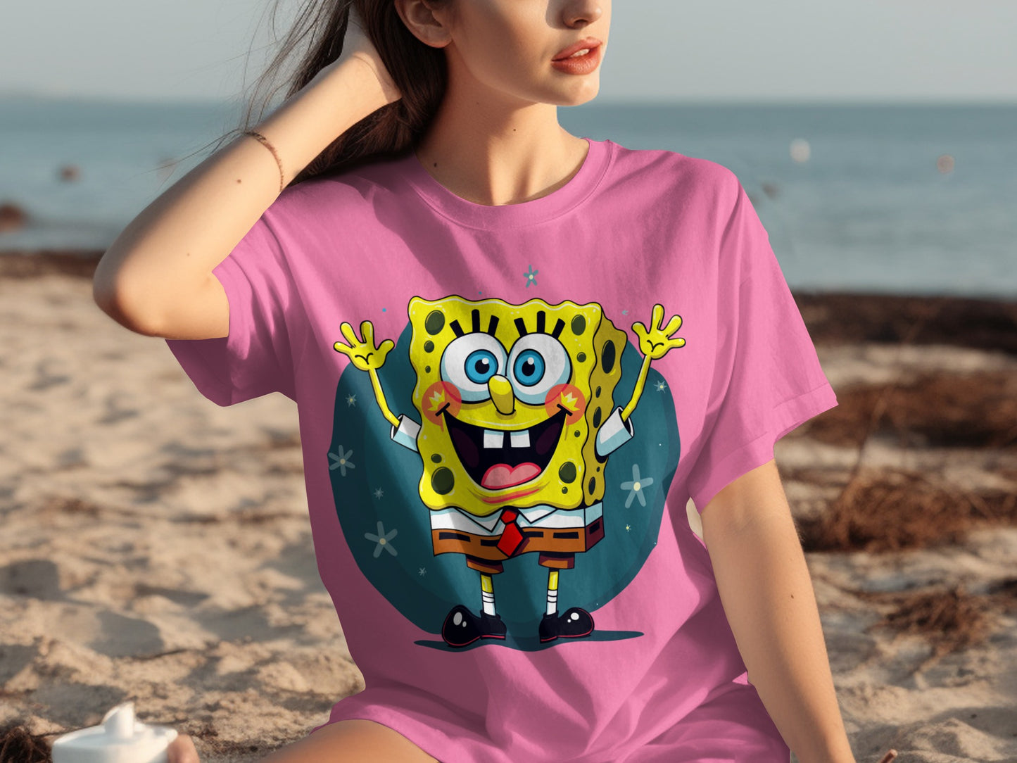 Vibrant Spongebob Graphic Pink Tee for Casual Wear