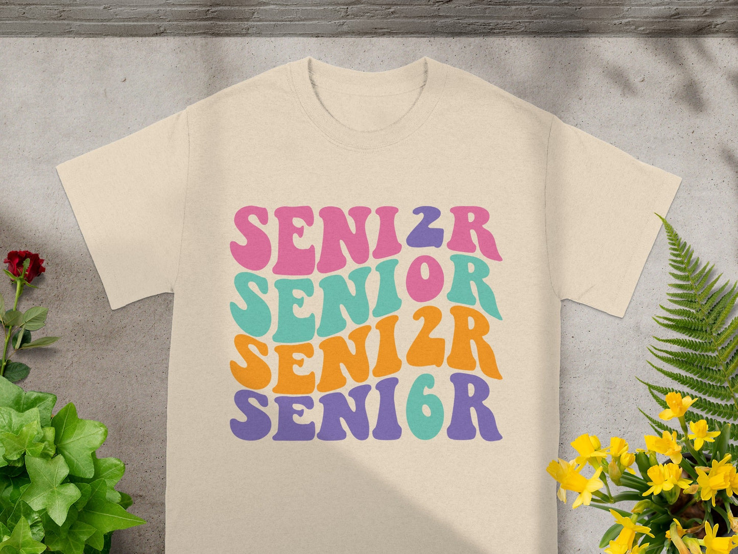 Colorful SENIOR SEN1OR SENI6R Graphic T-Shirt