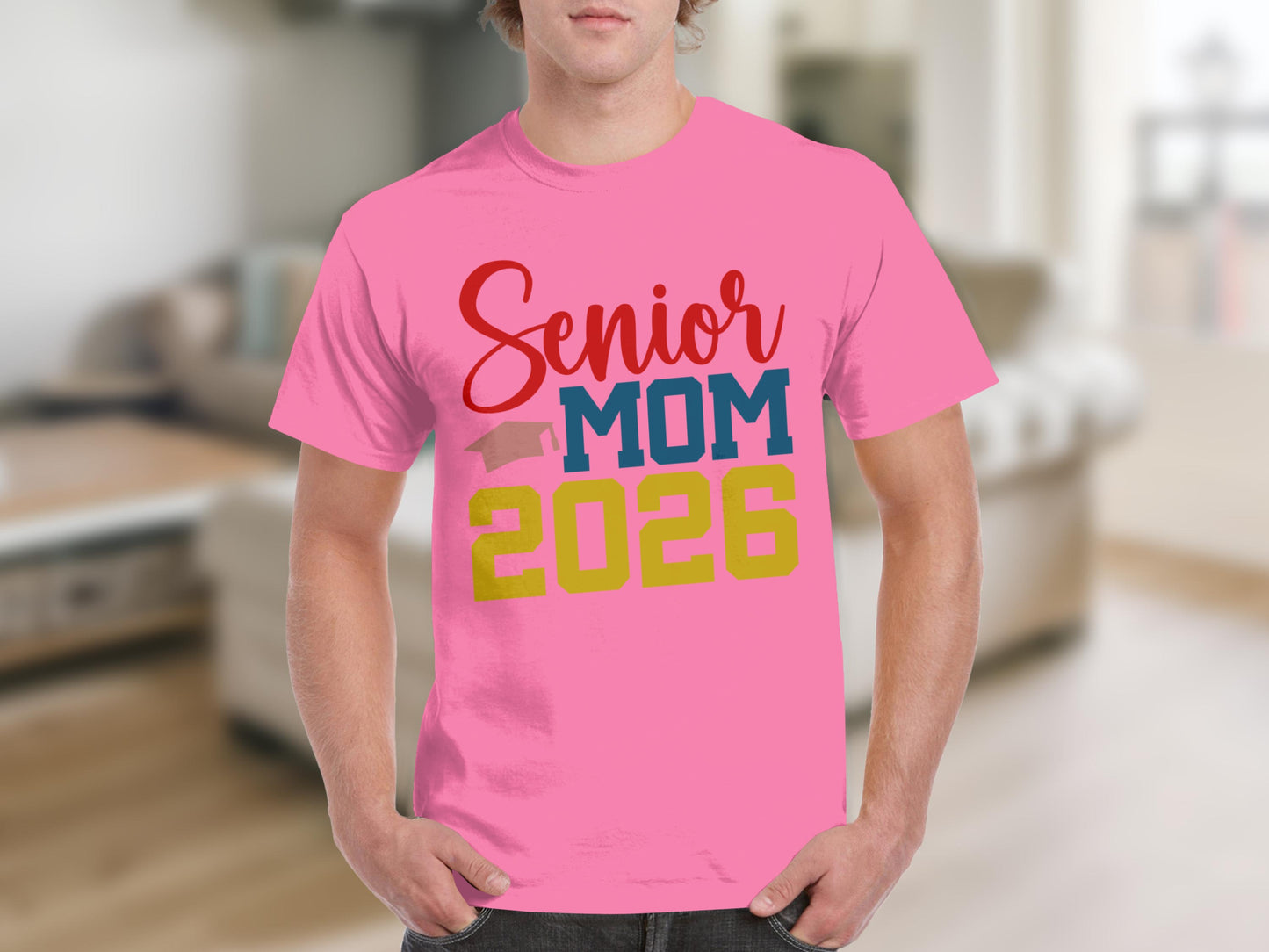 Senior Mom 2026 Pink Colorful Graphic T-Shirt