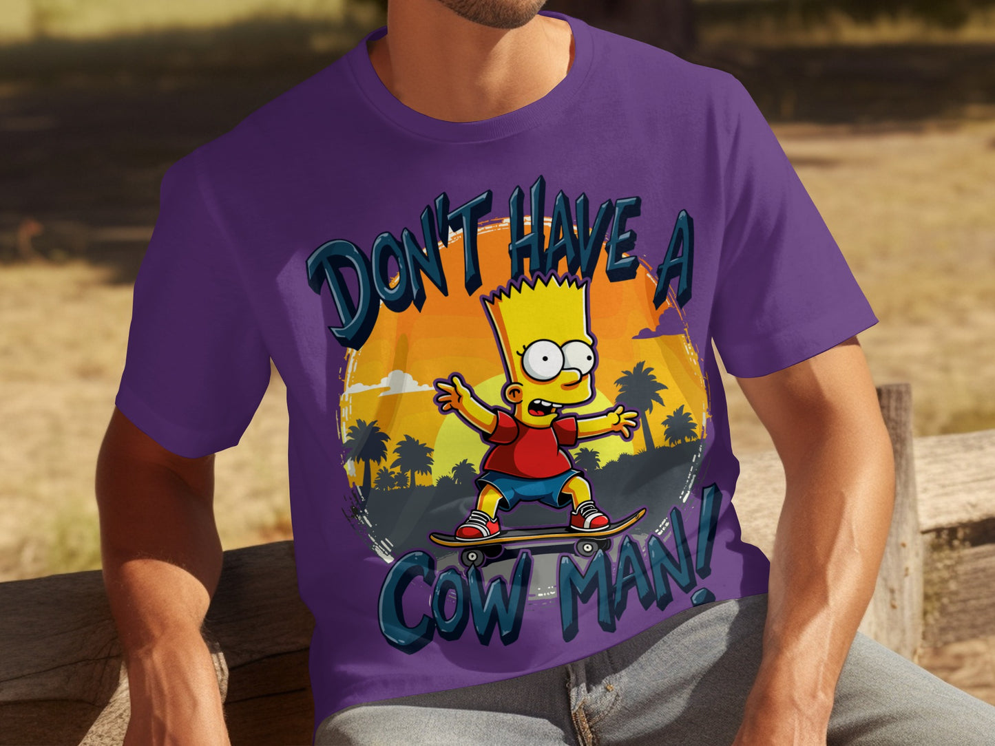 Don't Have A Cow Man Skateboarding Bart Simpson Shirt