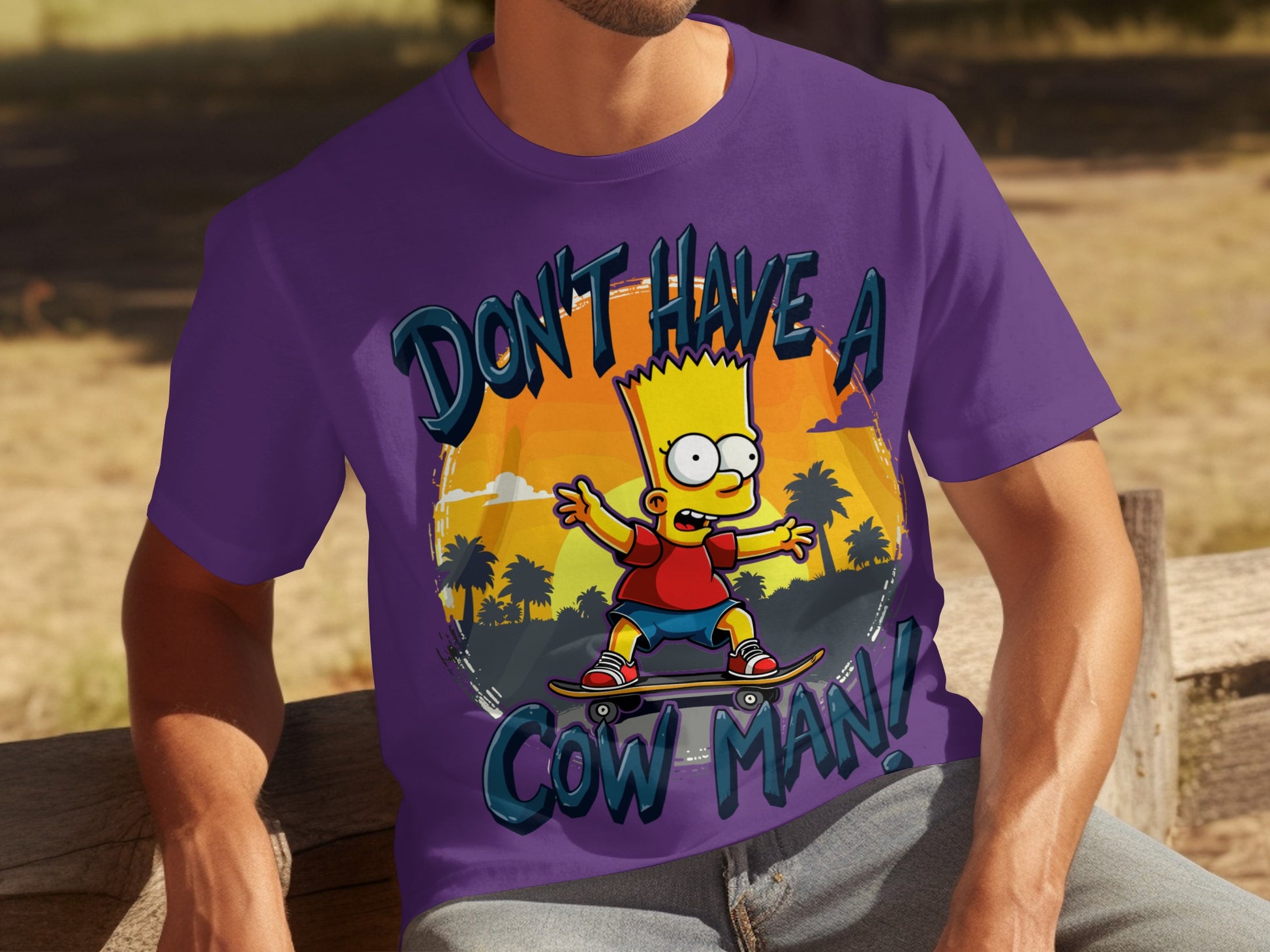 Don't Have A Cow Man Skateboarding Bart Simpson Shirt
