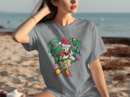 Christmas Donald Duck Graphic T-shirt for Holiday Fun