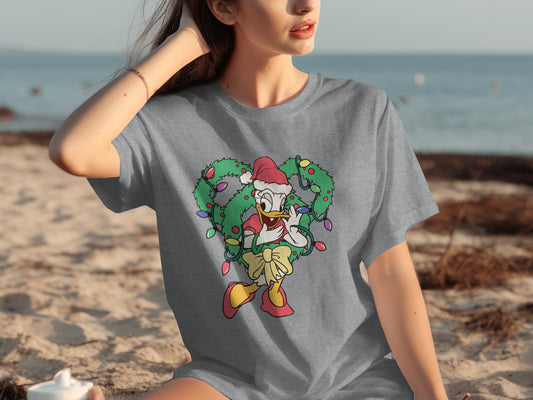 Christmas Donald Duck Graphic T-shirt for Holiday Fun