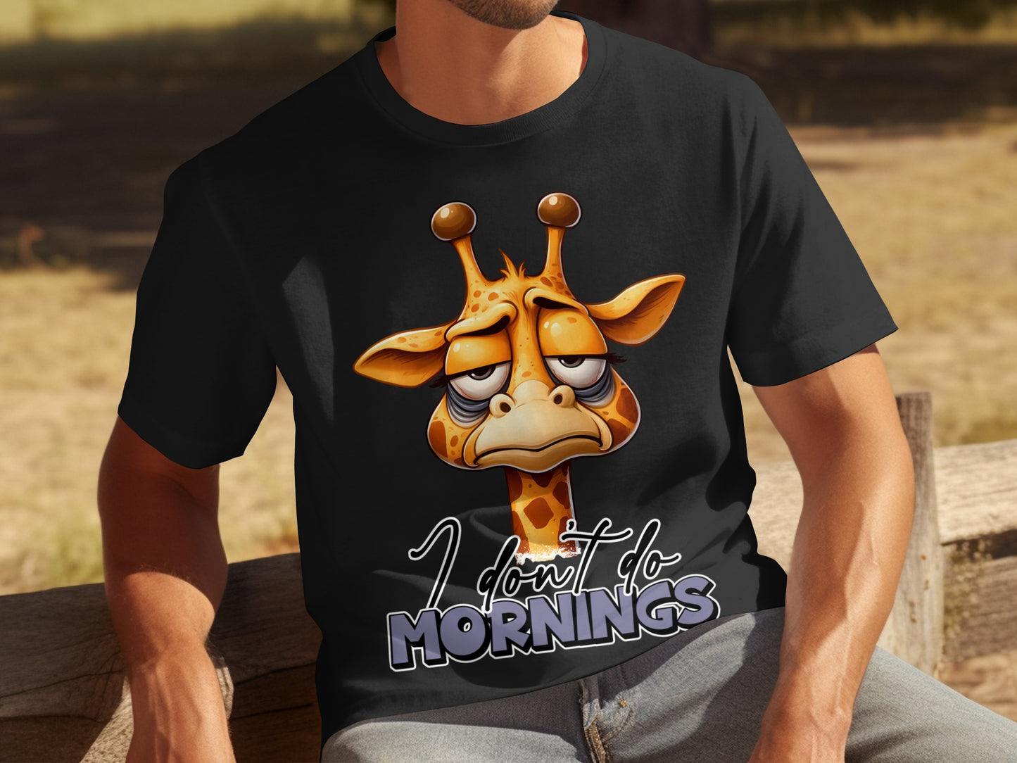 Funny Giraffe I Don't Do Mornings Graphic T-shirt