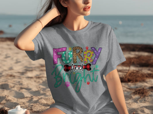 Furry And Bright Graphic Grey Summer Shirt
