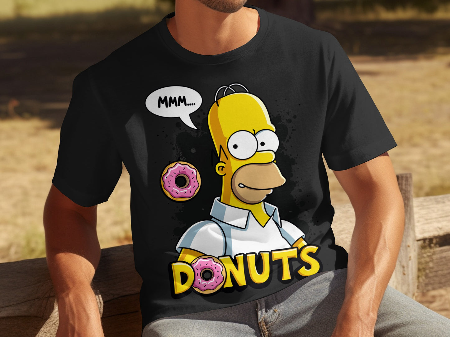 Mmm Donuts Funny Graphic T-shirt for Cartoon Fans