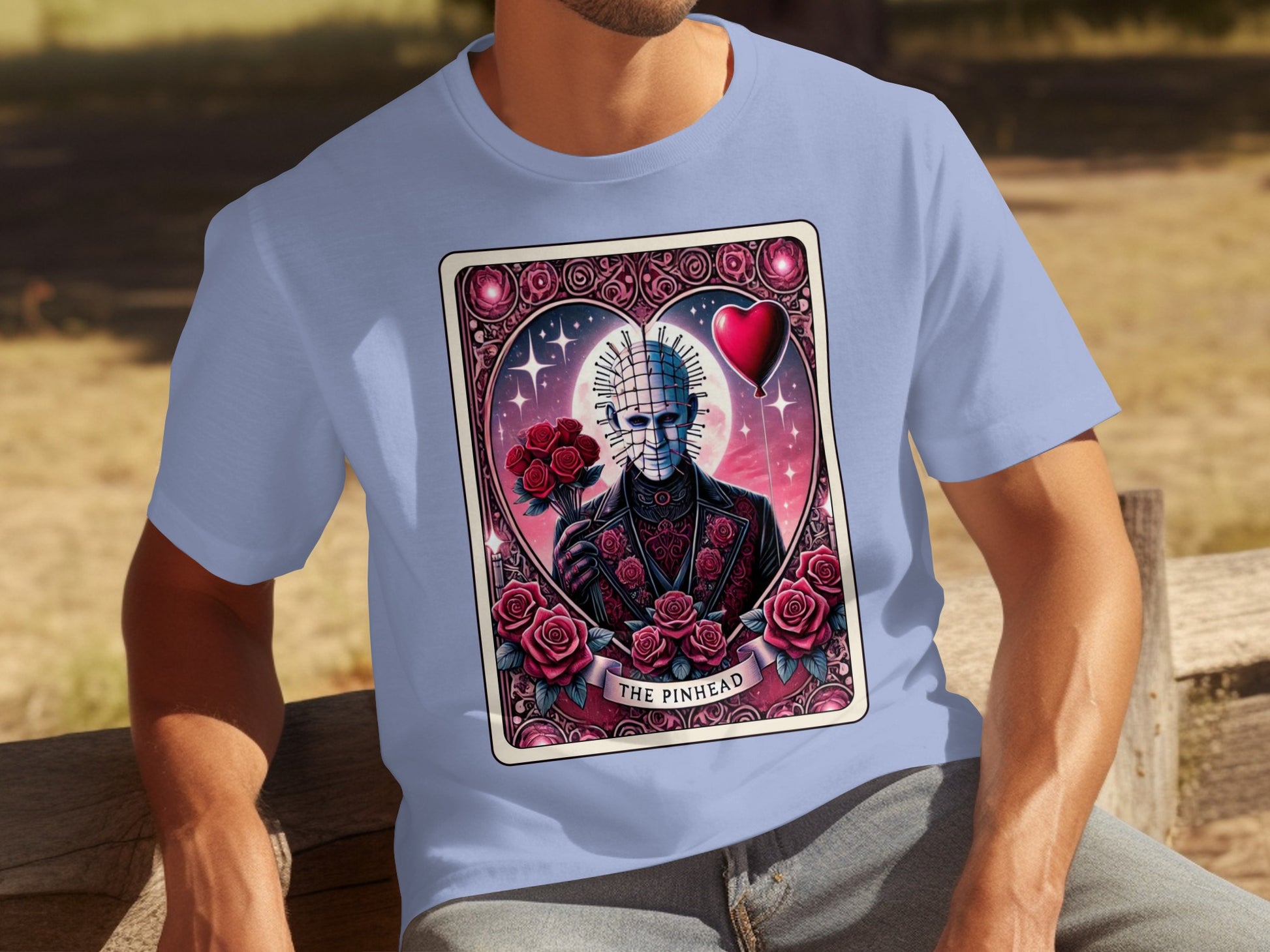 The Pinhead Graphic Tee Shirt with Roses and Heart
