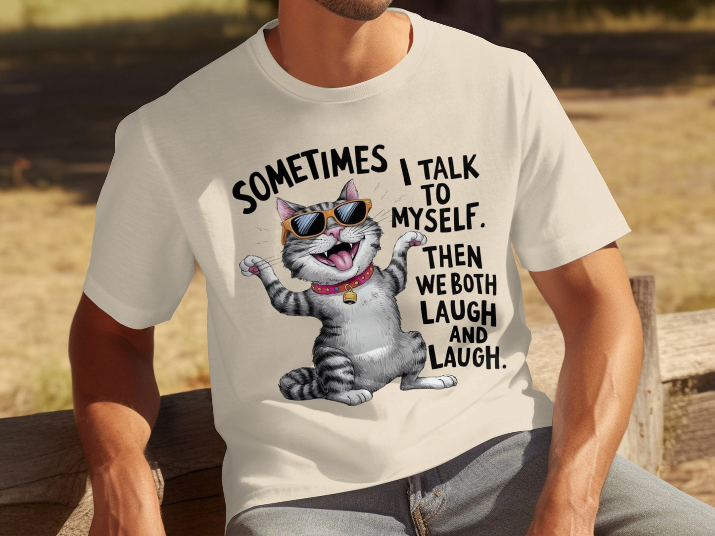 Sometimes I Talk to Myself Funny Cat Graphic T-Shirt