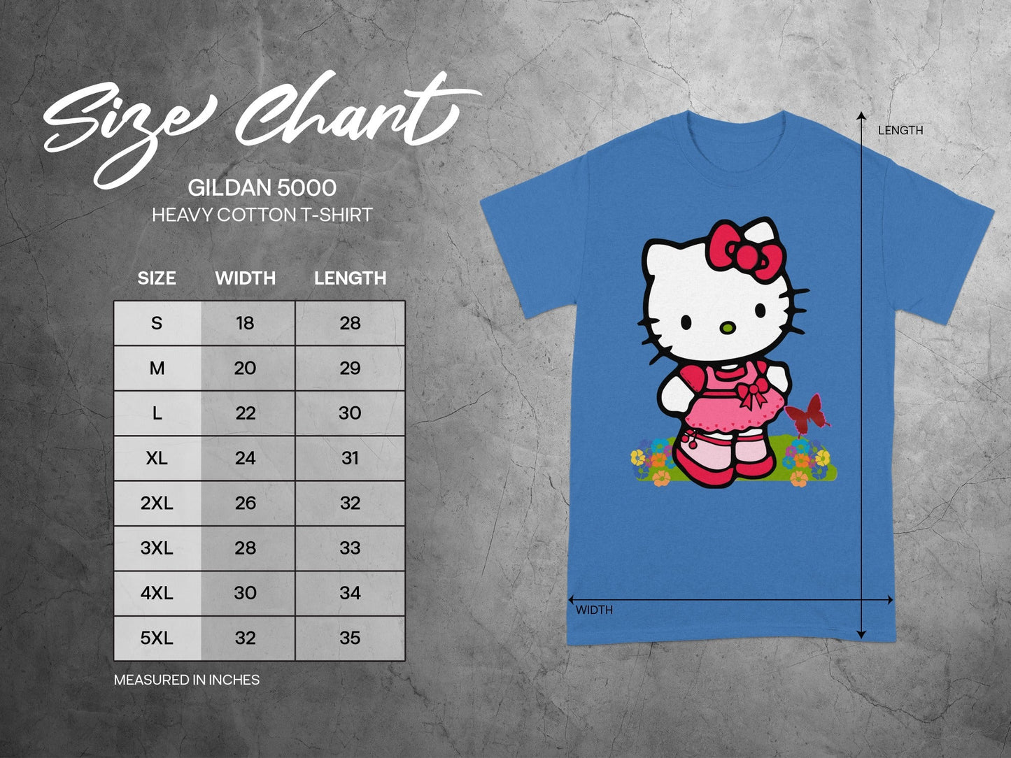 Hello Kitty Pink Dress Butterfly Flowers Gildan 5000 T-Shirt product type