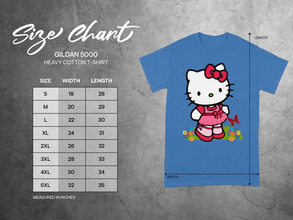 Hello Kitty Pink Dress Butterfly Flowers Gildan 5000 T-Shirt product type