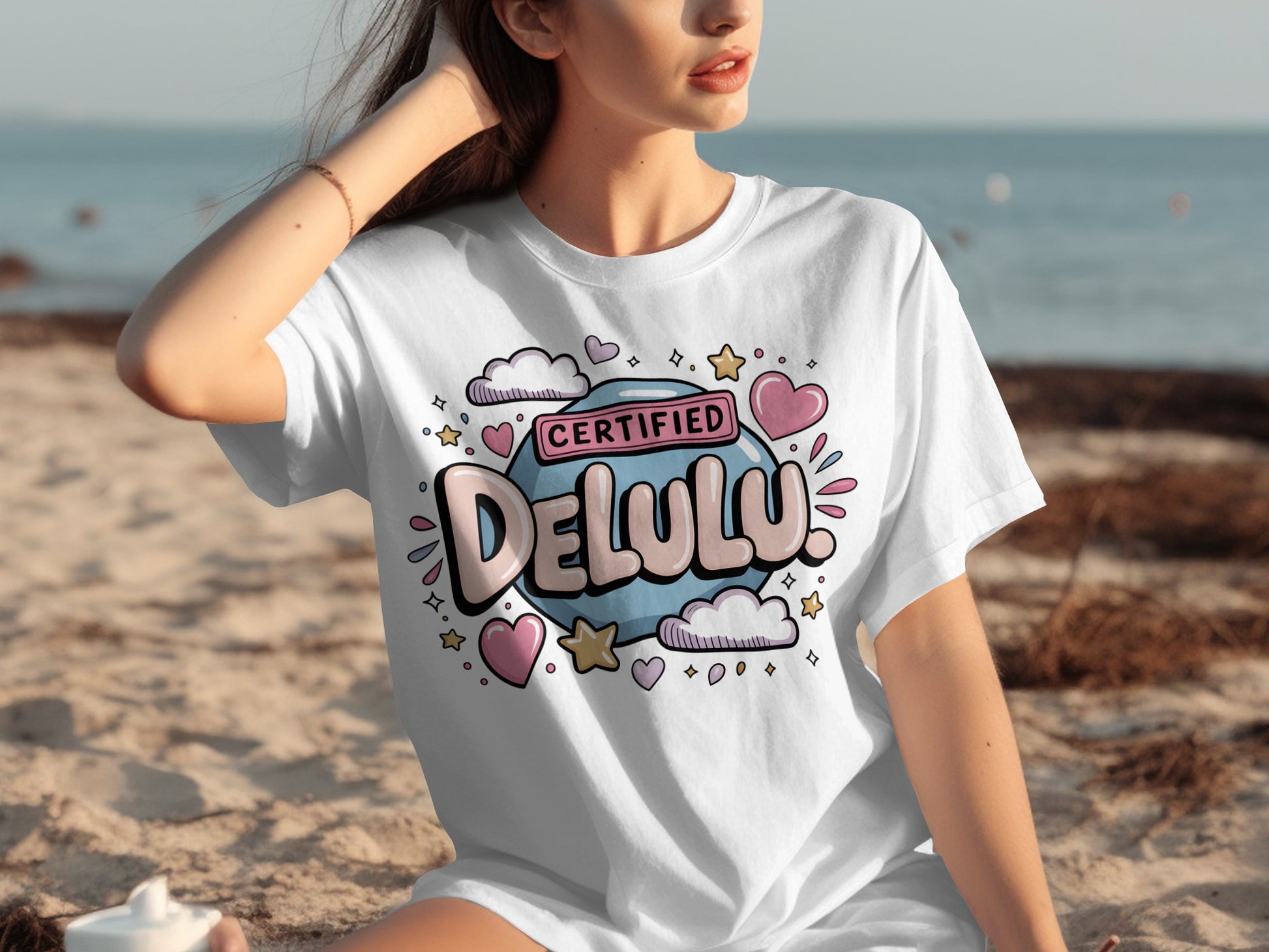Certified Delulu Heart and Star Graphic Shirt
