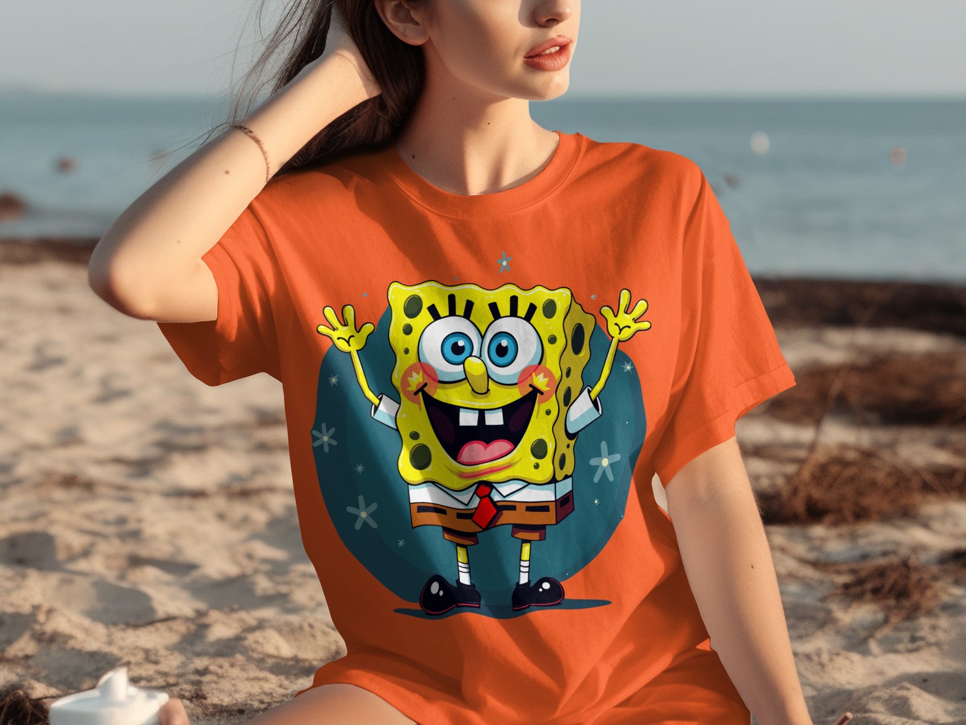 Colorful Animated Character Print Casual Fashion Tee