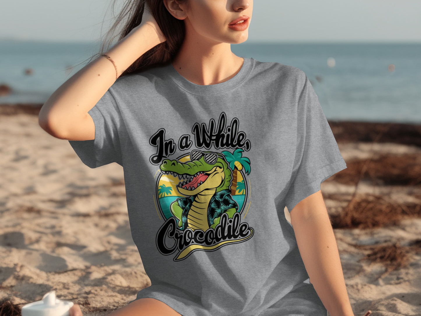 In a While Crocodile Graphic Tee Casual Fun Shirt