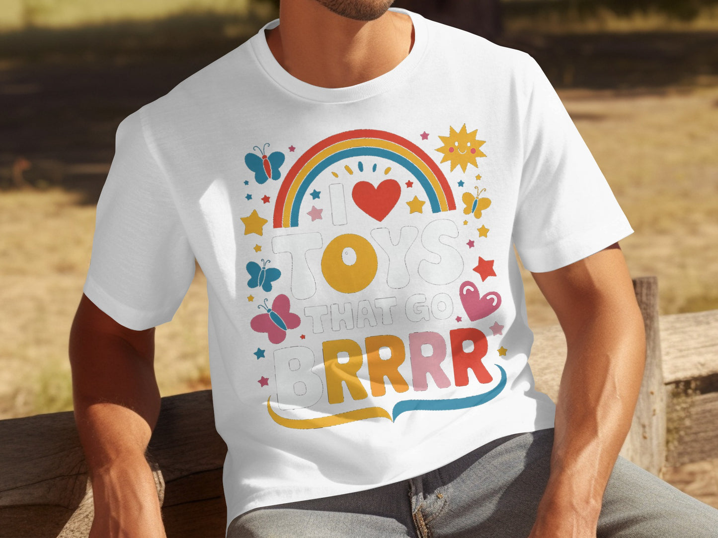 I Love Toys That Go Brrrr Rainbow Heart Shirt