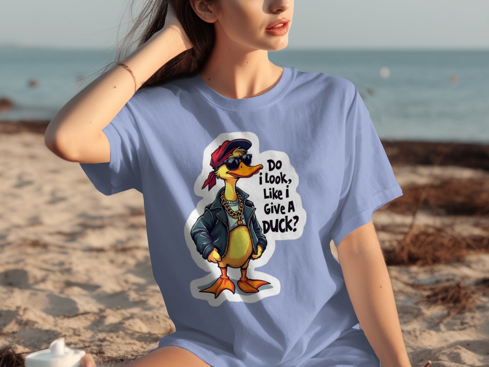 Funny Duck Cartoon Graphic T-Shirt Do I Look Like I Care
