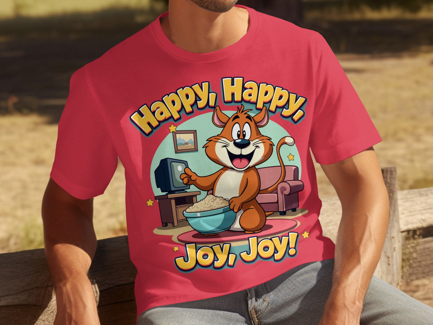 Happy Happy Joy Joy Cartoon Design Graphic Tee