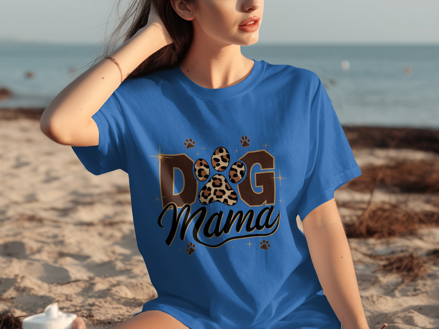 Stylish Dog Mama Graphic Tee Casual Beachwear