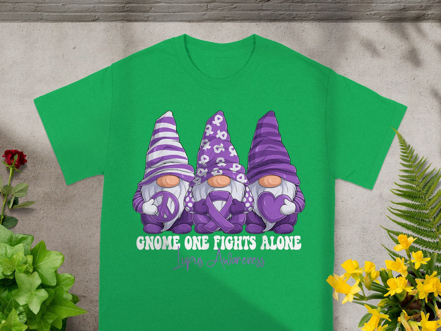 Gnome One Fights Alone Lupus Awareness T-Shirt