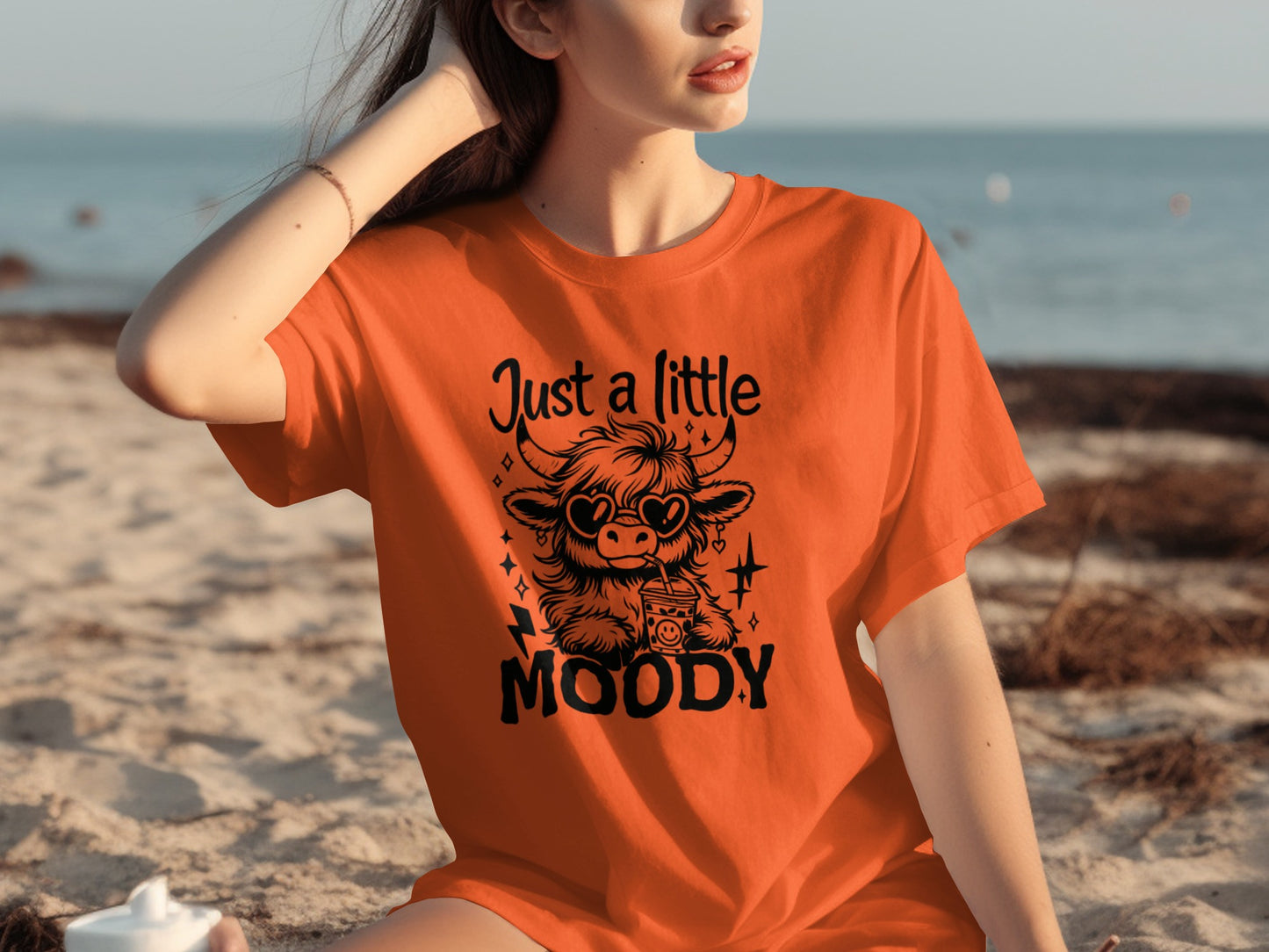 Just a Little MOOdy Cute Cow Design T-Shirt