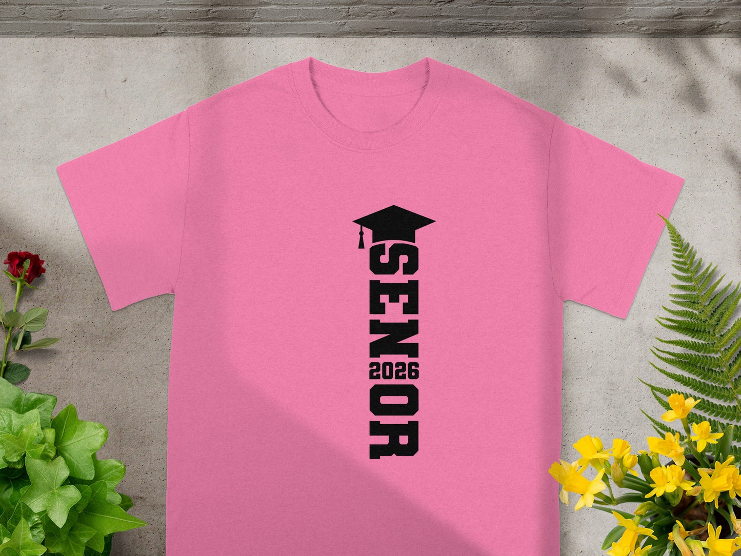 Pink Senior 2026 T-Shirt with Graduation Cap Graphic