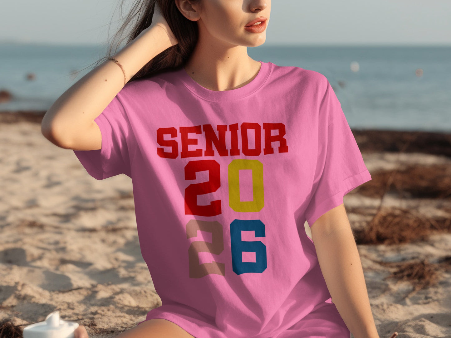 Senior 2026 Colorful Text Beachwear T-shirt