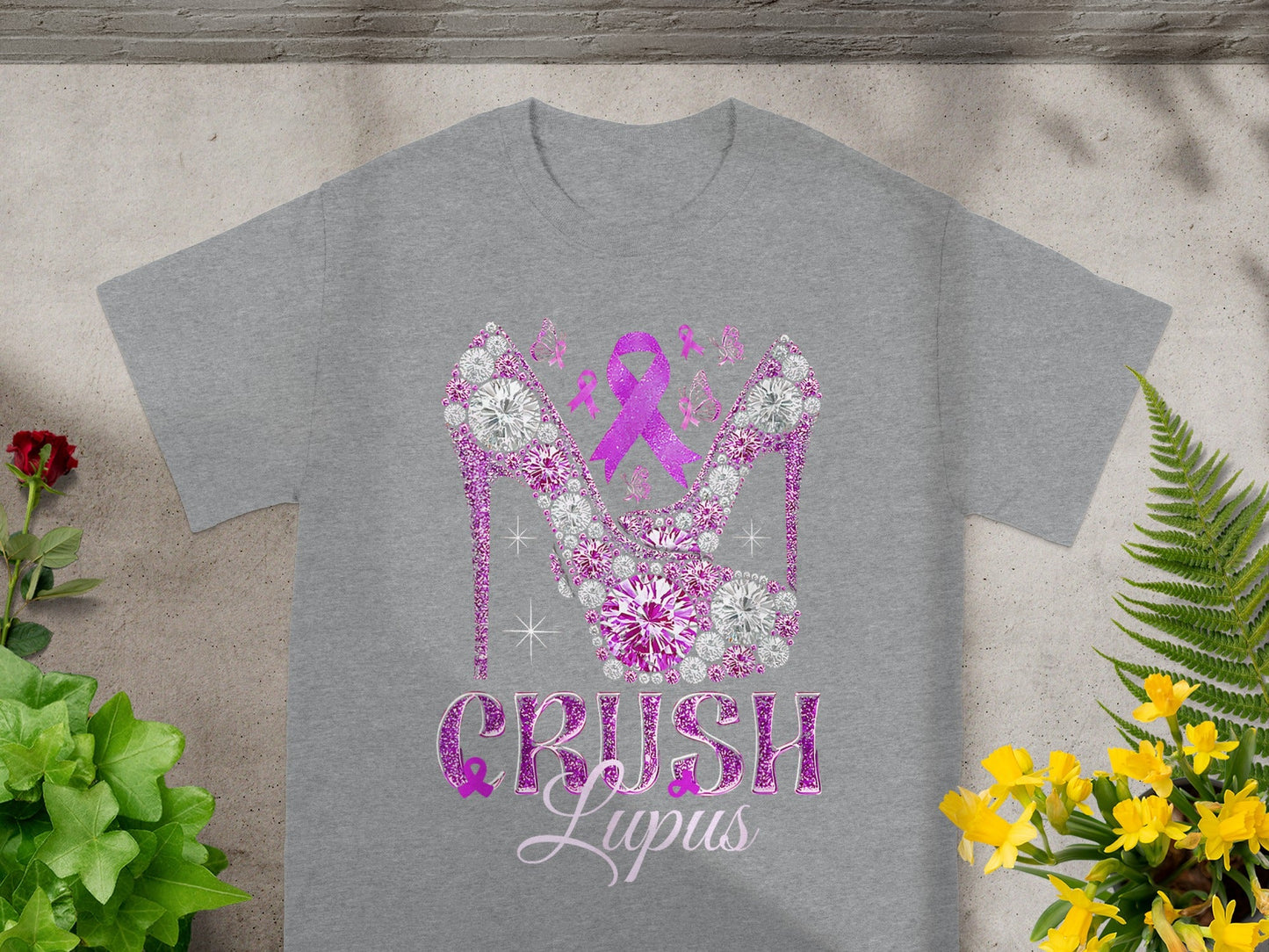 Crush Lupus Awareness High Heel Graphic T-Shirt