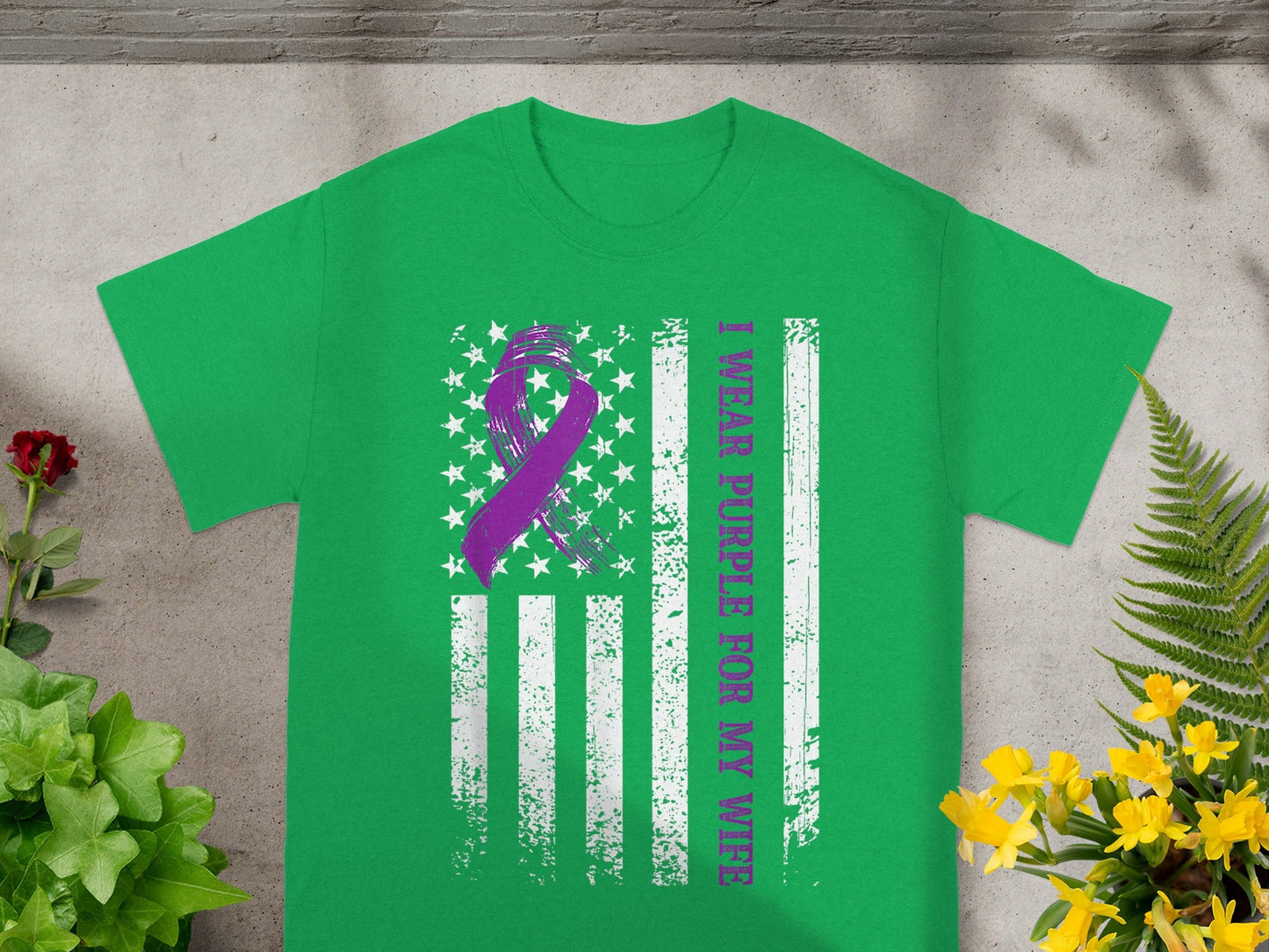 I Wear Purple For My Wife Green Tshirt Product