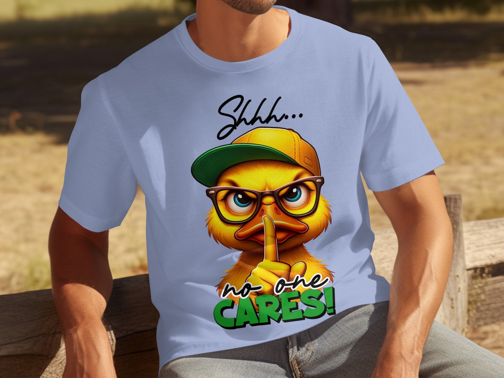Shhh No One Cares Funny Duck Graphic T-shirt
