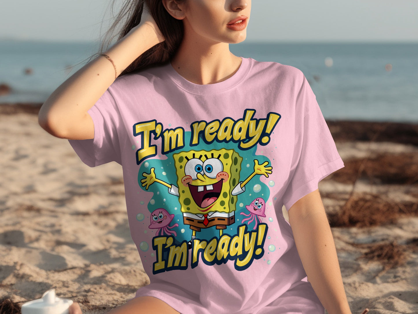 I'm Ready Spongebob Cartoon Graphic T-Shirt
