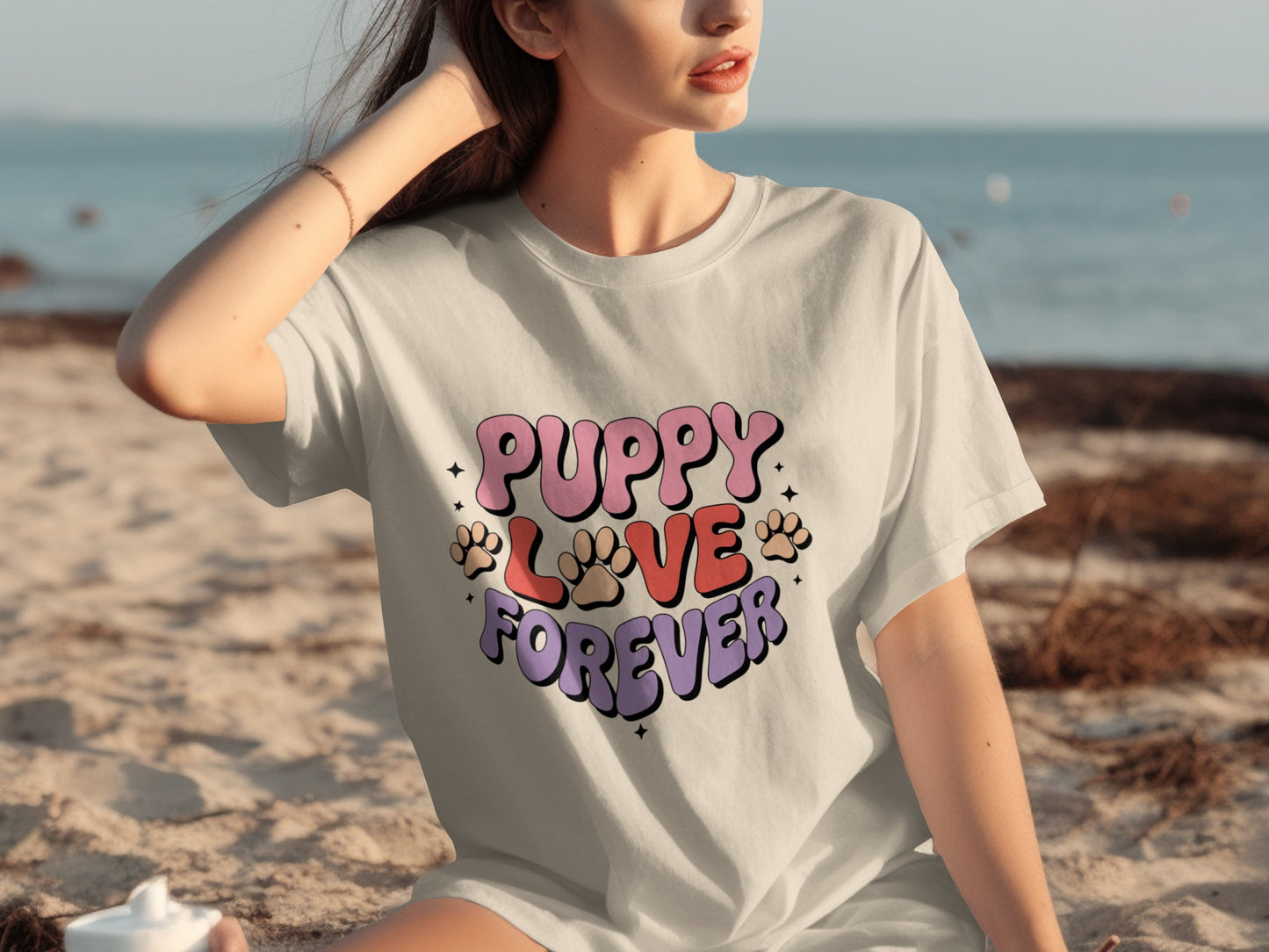 Puppy Love Forever Cute Paw Print Graphic TShirt