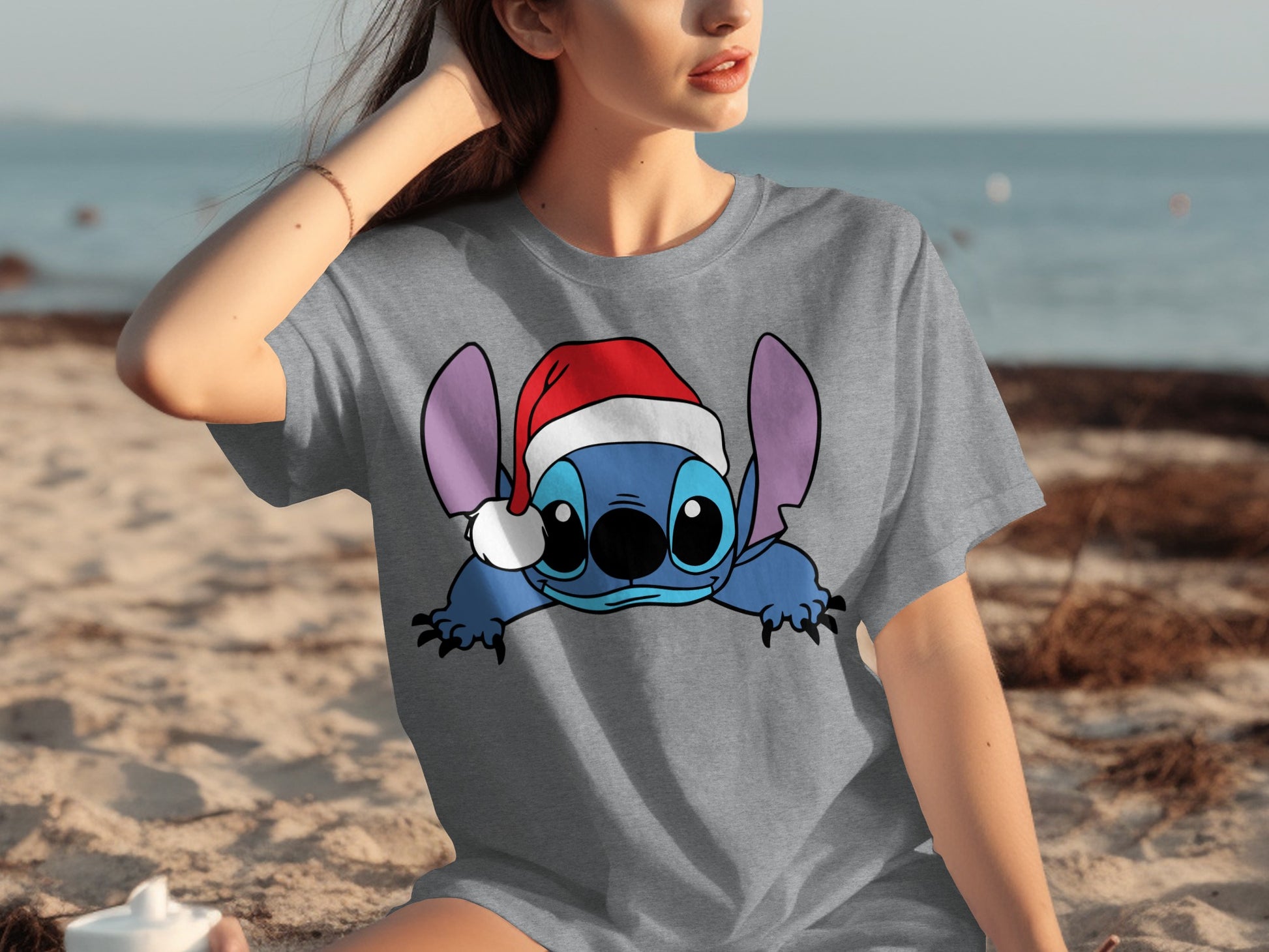 Cute Cartoon Character in Santa Hat Graphic Tee