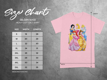 Disney Princess GILDAN 5000 Size Chart T-Shirt product type