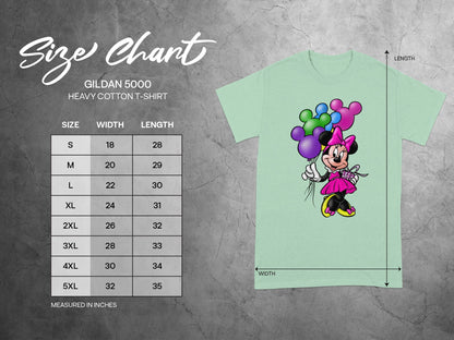 Minnie Mouse Balloons Gildan 5000 Size Chart product type
