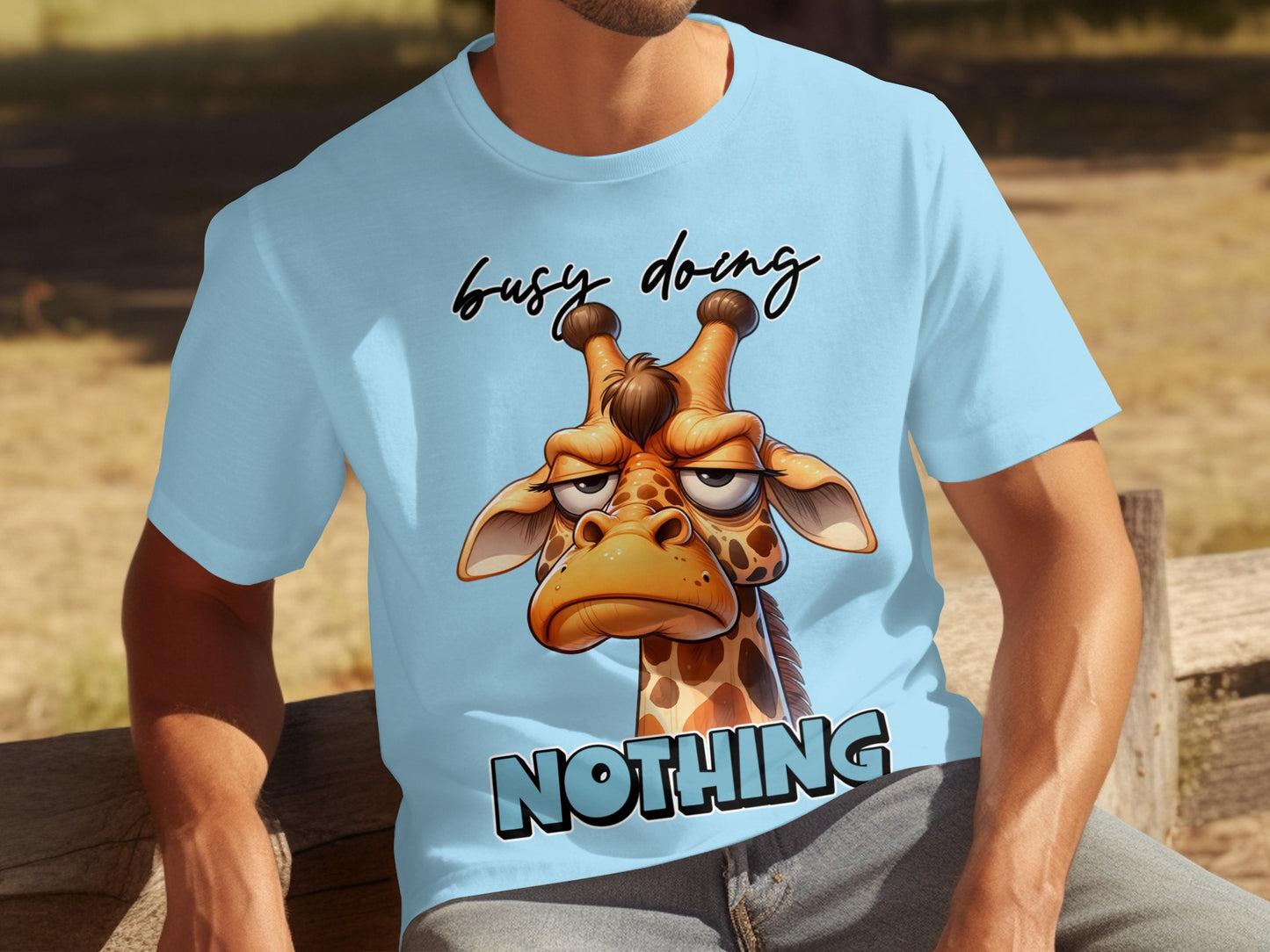 Busy Doing Nothing Funny Giraffe Graphic T-Shirt