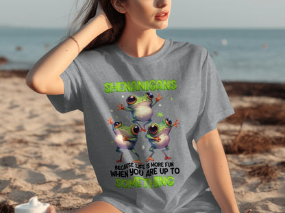 Shenanigans Funny Frogs Life Is More Fun Graphic T-Shirt