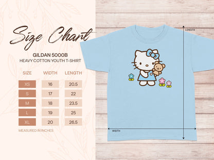 GILDAN 5000B Youth T-Shirt Size Chart WIDTH LENGTH INCHES product type