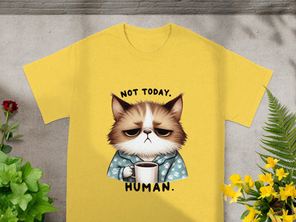 Not Today Human Funny Cat Graphic T-shirt