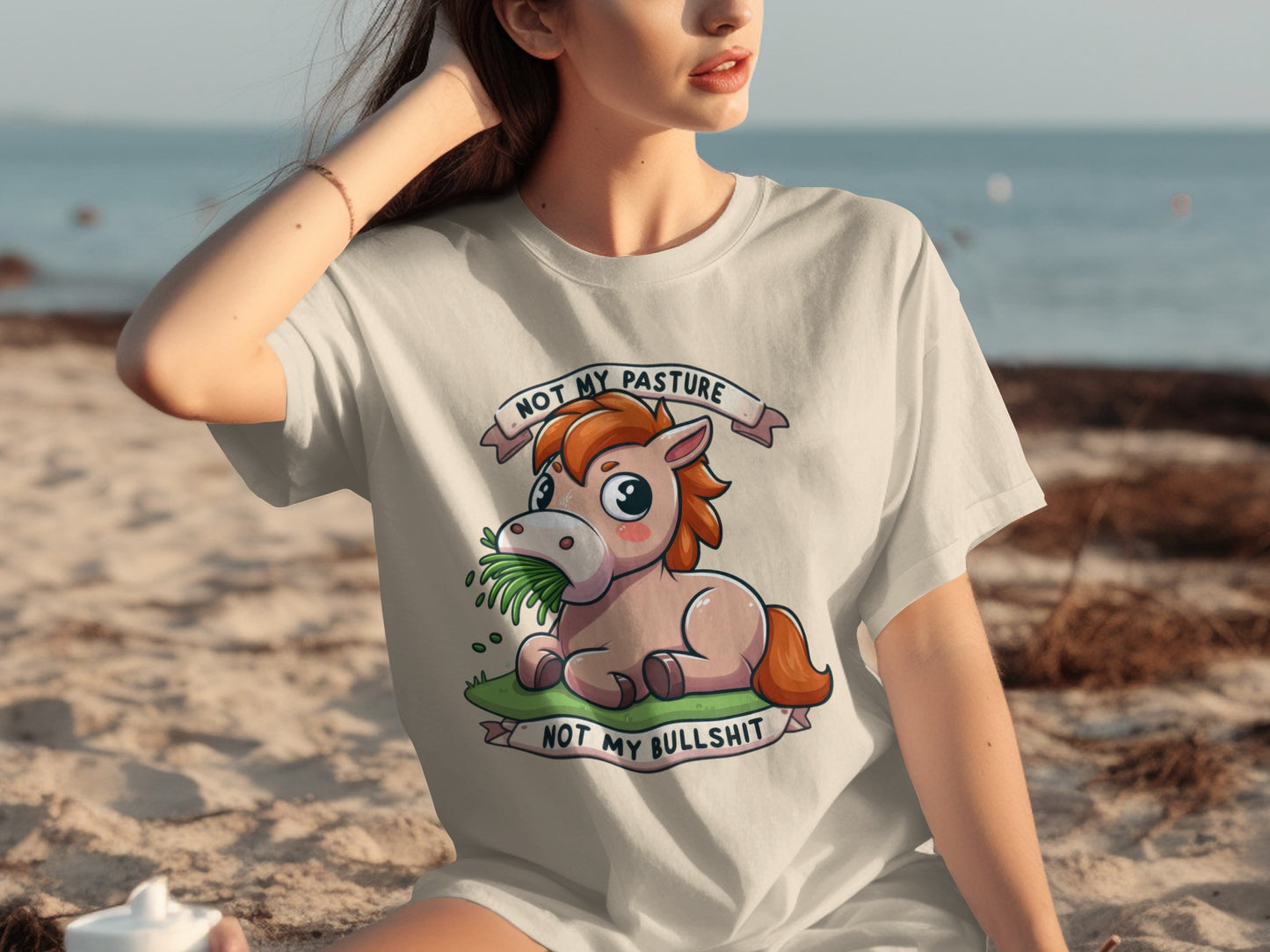 Not My Pasture Funny Cartoon Horse Design Shirt