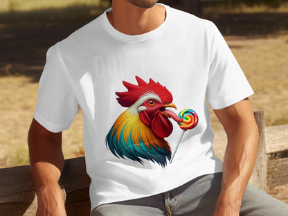 Colorful Rooster With Lollipop Graphic T-shirt