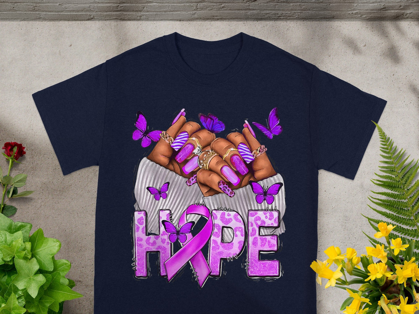 Purple Butterfly Hope Design Short Sleeve T-shirt